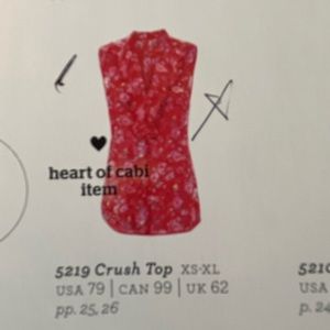 Cabi blouse. Red with bouquets flowers. Ruffled around neck line